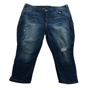 Lane Bryant Women Capri Jeans Size 28 Blue Denim Distressed Crop Stretch Hi-Rise